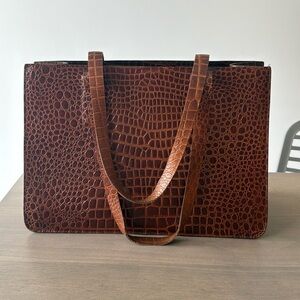 DKNY Brown Croc-Embossed Tote
